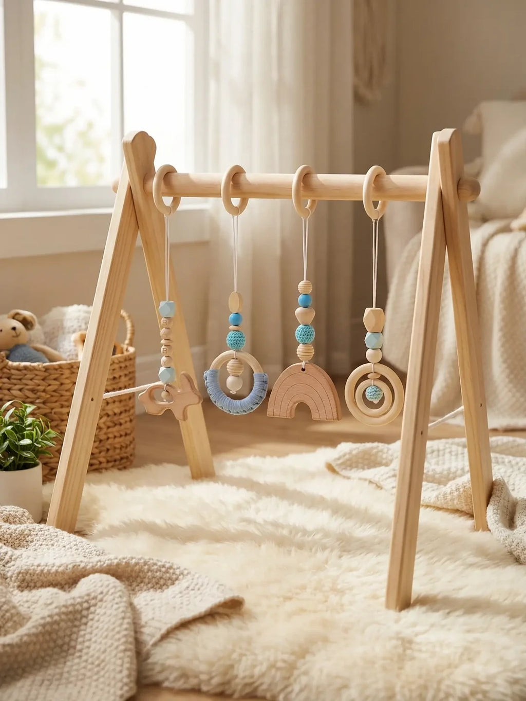 Jouets d'éveil en bois colorés