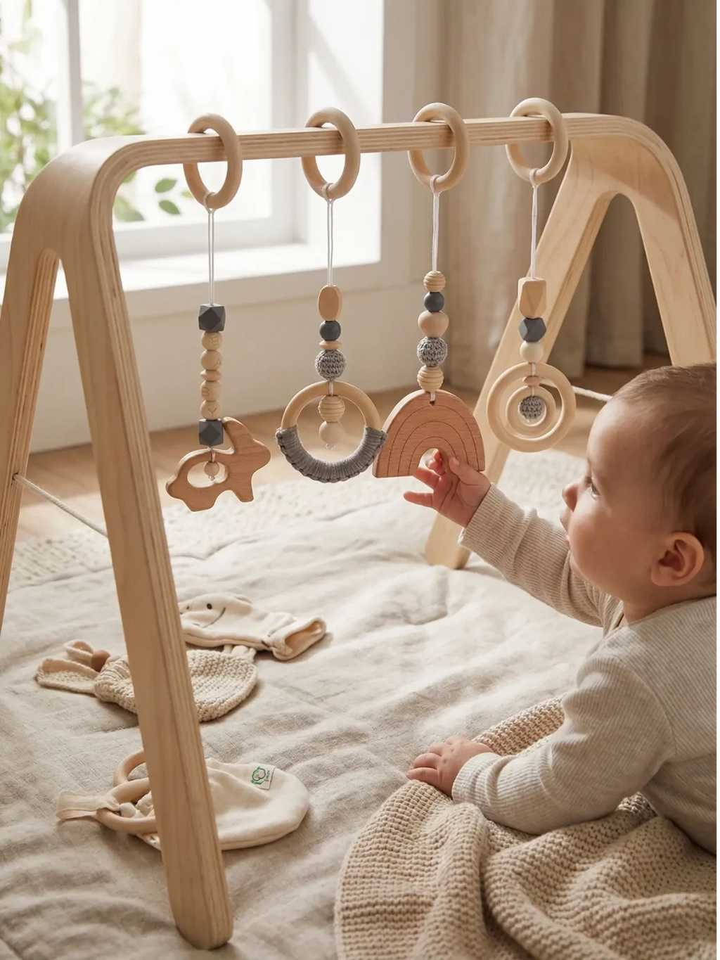 Jouets d'éveil en bois colorés