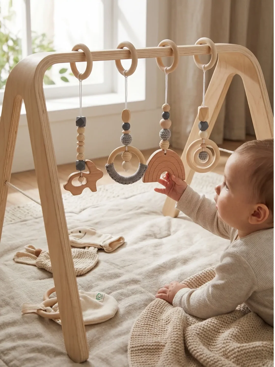 Jouets d'éveil en bois colorés