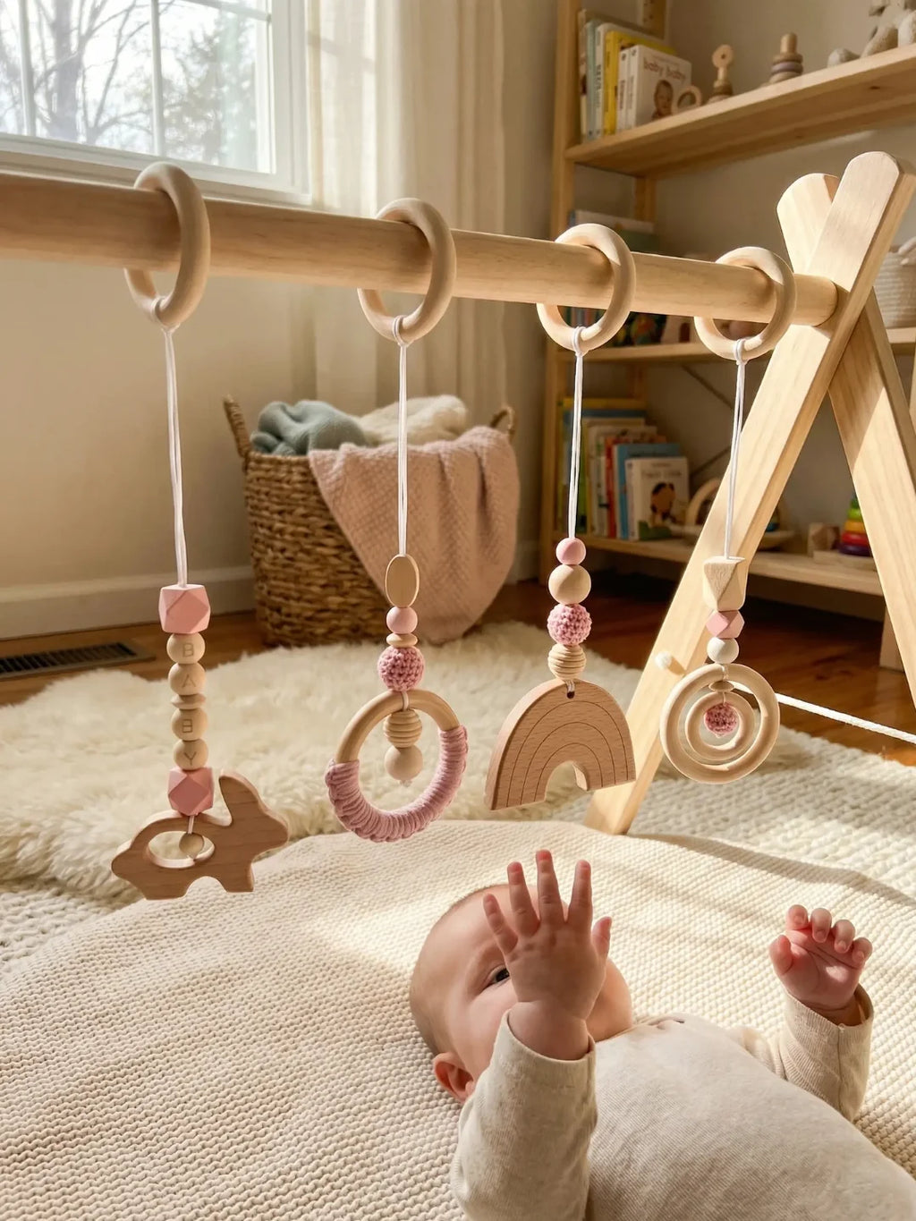 Jouets d'éveil en bois colorés