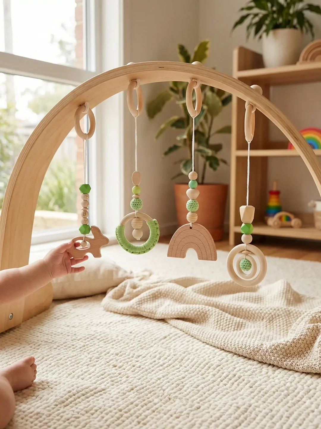 Jouets d'éveil en bois colorés