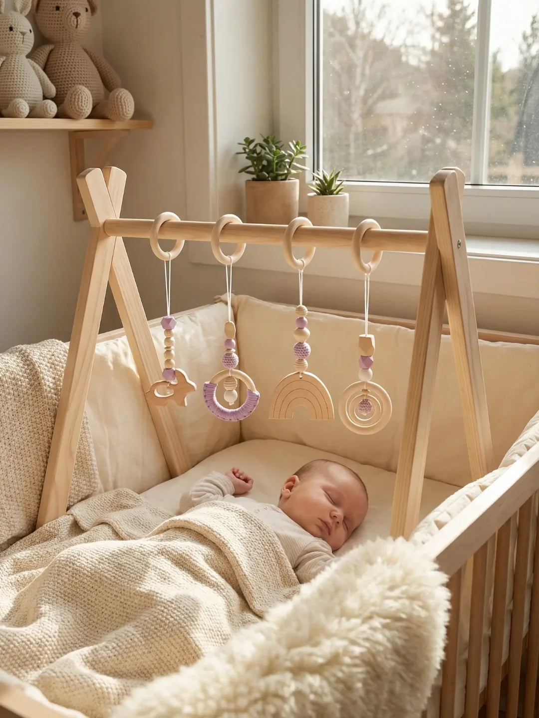 Jouets d'éveil en bois colorés